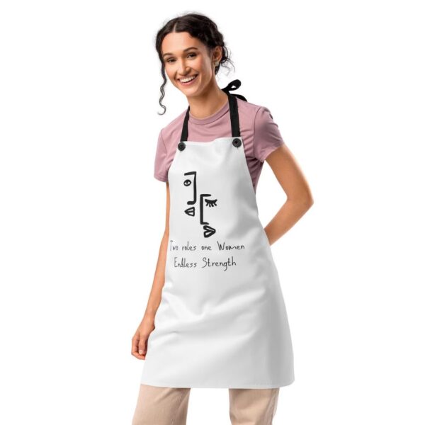 Inspirational Women Apron | Empowering Gift for Her | Minimalist Line Art “Two Roles. One Woman. Endless Strength.” | Mother’s Day, Birthday & Women’s Day